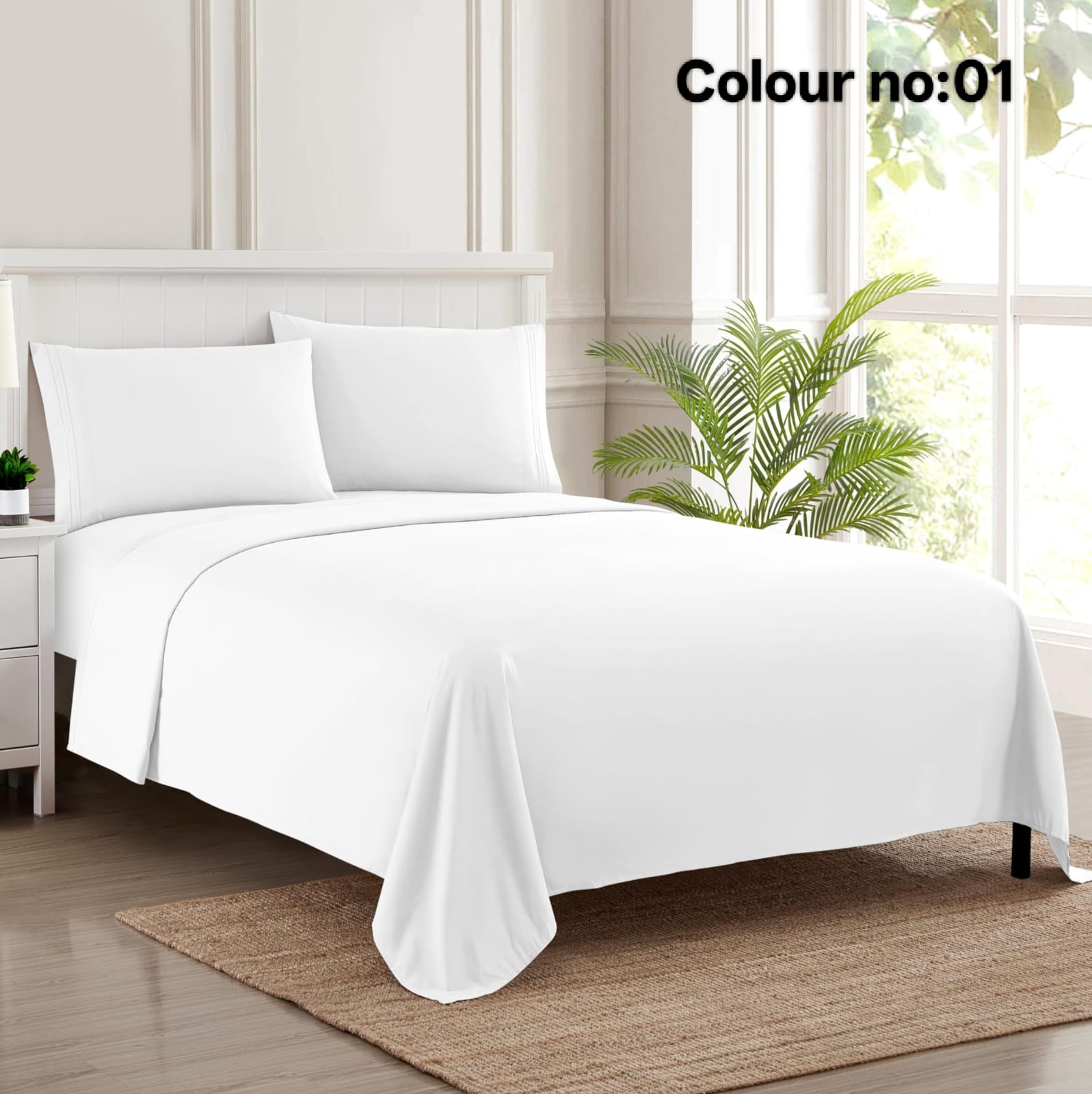 1 KING SIZE SOLID COLOUR 100% COTTON BEDSHEET (color no-1) - Image 1